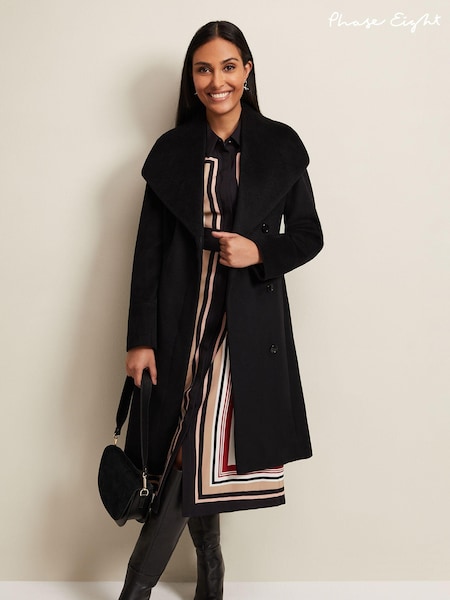 Phase Eight Black Petite Nicci Wool Smart Coat (AY1886) | £239