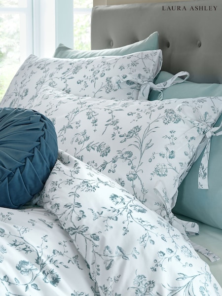 Laura Ashley Set of 2 Seaspray Aria 100% Cotton Pillowcases (AY1901) | £20