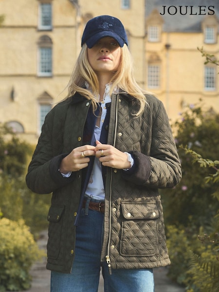 Beatrix Khaki Green Showerproof Diamond Quilted Coat (AY1964) | £139