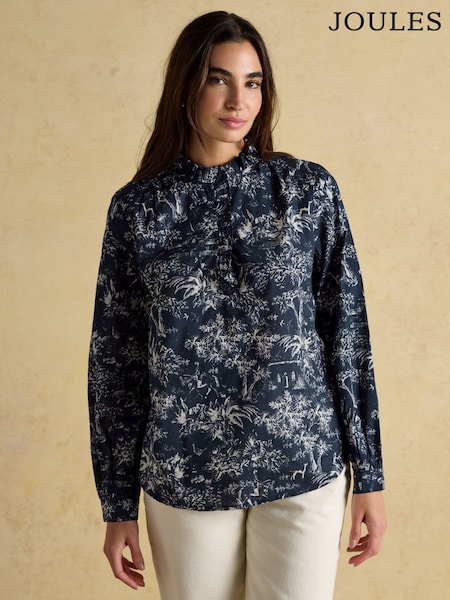 Melanie Navy/White Ruffle Blouse (AY2000) | £55