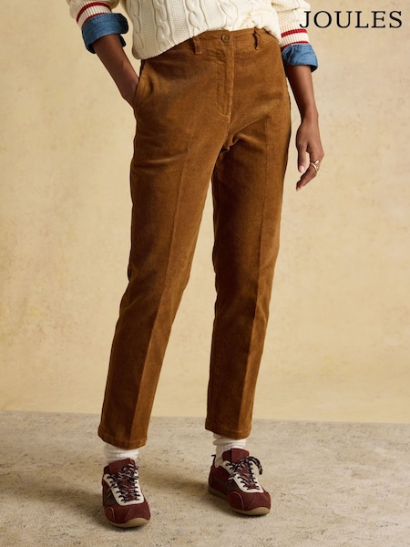 Joules Calla Tan Brown Cord Tapered Trousers (AY2033) | £59