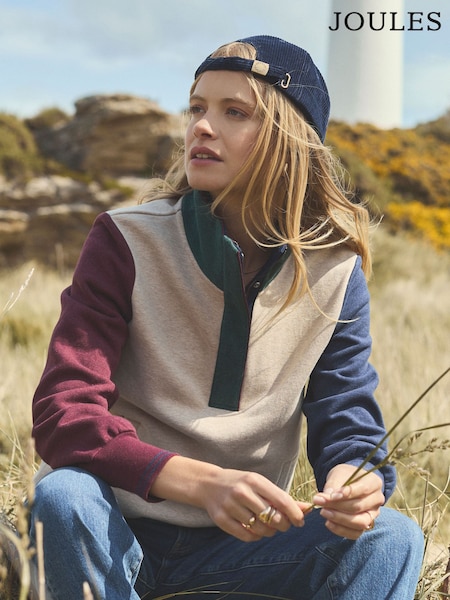 Burnham Hotchpotch Cotton Funnel Neck Quarter Zip Sweatshirt (AY2081) | £70
