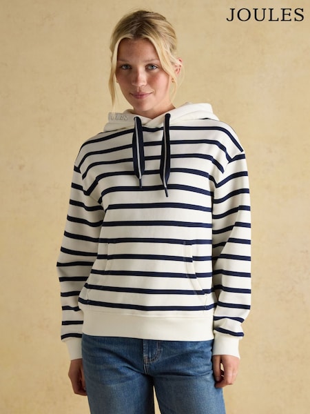 Joules Milbourne Cream & Navy Striped Hoodie (AY2086) | £59