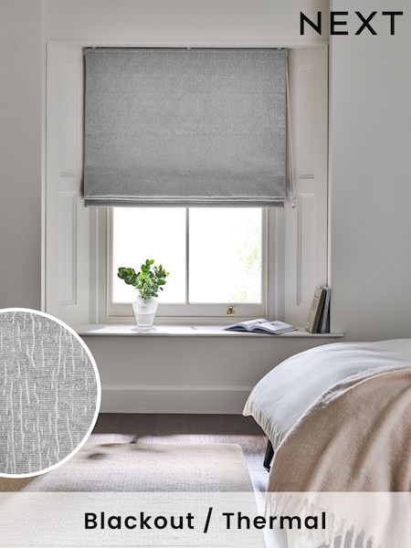Grey Light Ready Made Blackout Roman Blinds With Heavyweight Chenille (AY2127) | £50 - £105