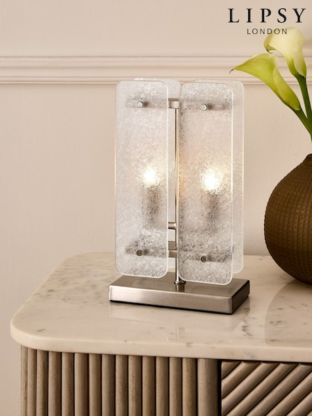 Lipsy Silver Crackle Glass Table Lamp (AY2145) | £79