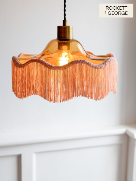 Rockett St George Amber Orange Fringe Glass Pendant Light (AY2175) | £110