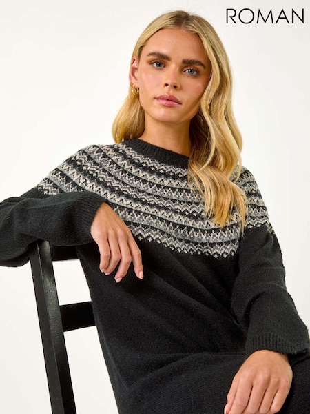 Roman Black Petite Knit Jumper Dress (AY2208) | £45