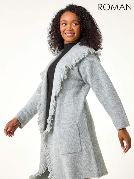 Roman Grey Petite Tassle Pocket Detail Cardigan (AY2216) | £48