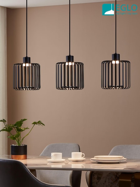Eglo Black Ginestrone-Z Steel RGB 3 Light Pendant Light (AY2236) | £176