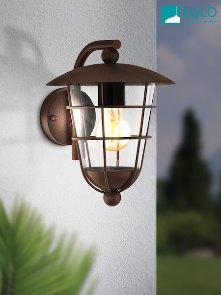 Eglo Brown Pulfero 1 Lantern Outdoor Wall Light (AY2241) | £76