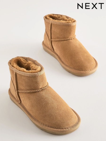 Tan Brown Standard Fit (F) Water Repellent Suede Short Pull-On Boots (AY2275) | £26 - £33
