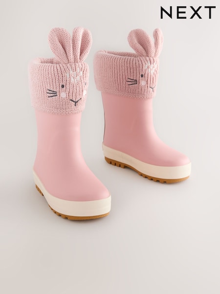 Pink Bunny Thinsulate Lined Cuff Wellies (AY2278) | £17 - £19