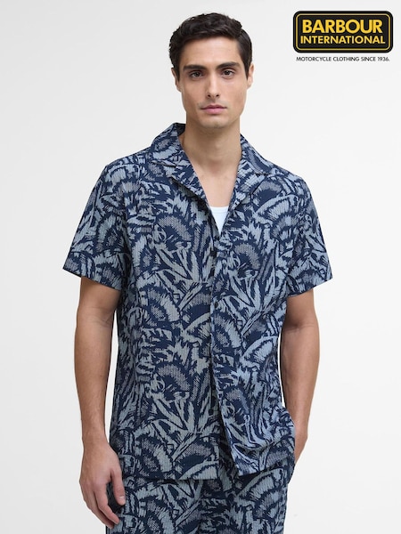 Barbour® International Blue Kew All-Over Printed 100% Cotton Shirt (AY2333) | £70
