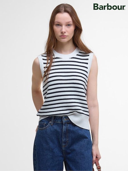 Barbour® Blue Emberly Sleeveless Knitted 100% Cotton Tank (AY2374) | £65