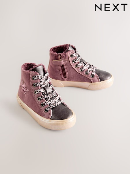 Purple Standard Fit (F) Star High Top Trainers (AY2462) | £24 - £27