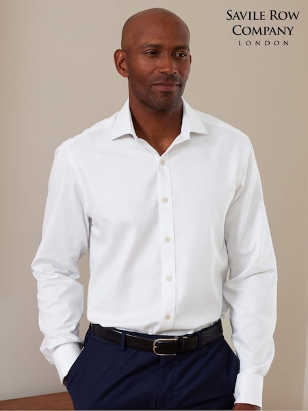 The Savile Row Company Slim Fit 100% Cotton Herringbone Formal Shirt (AY2520) | £55