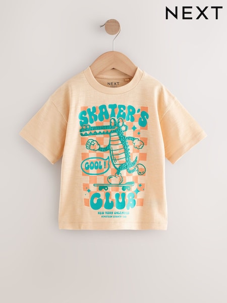 Orange Skater's Club 100% Cotton Short Sleeve Graphic Print T-Shirt (3mths-8yrs) (AY2536) | £6 - £8