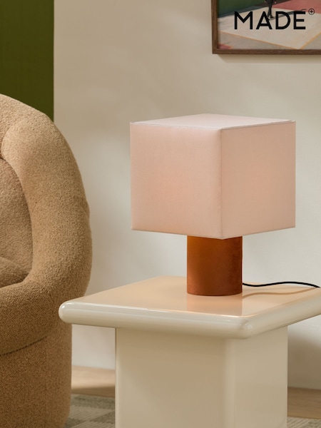 MADE.COM Cream/Rust Tiana Check Table Lamp (AY2565) | £60