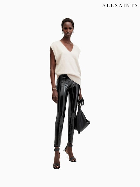 AllSaints Black Cora Shine Leggings (AY2576) | £139