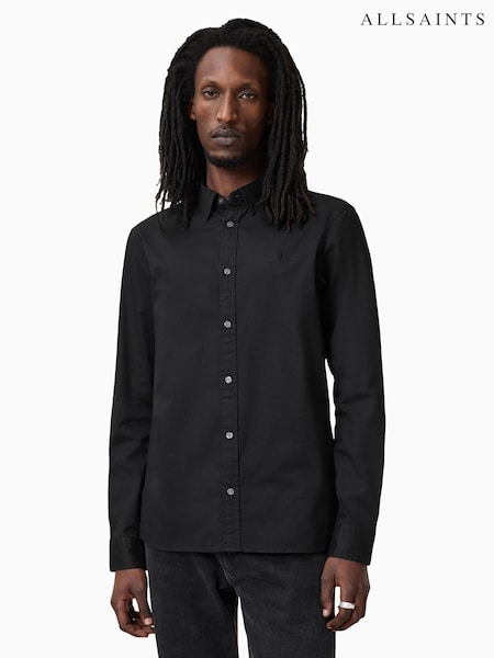 AllSaints Black Hawthorne Long Sleeve Shirt (AY2585) | £99
