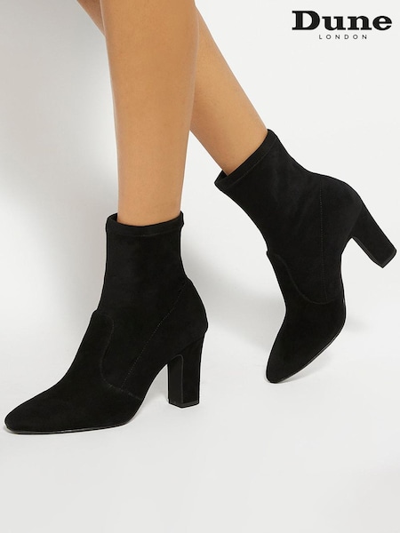 Dune London Black Wide Fit Optilly Block Heel Sock Boots (AY2596) | £129