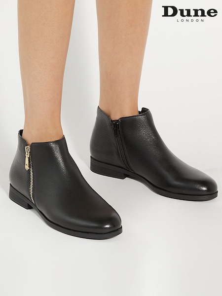 Dune London Black Wide Fit Pandias Low Heel Boots (AY2603) | £99