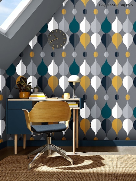 Graham & Brown Slate Coronation Craze A4 Wallpaper Sample (AY2606) | £1