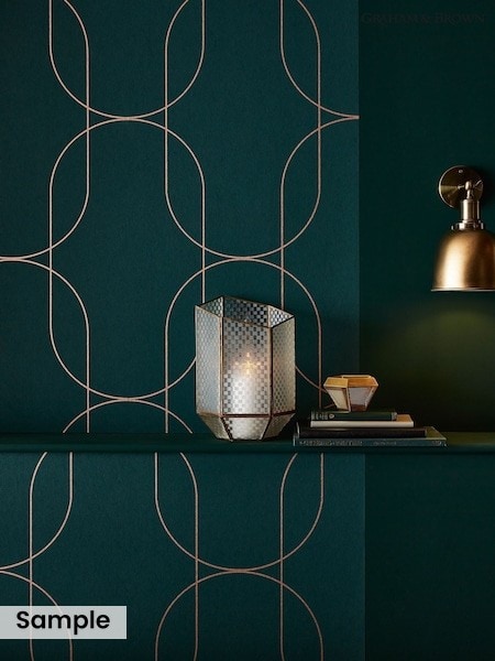 Graham & Brown Green or Cooper Palais A4 Wallpaper Sample (AY2614) | £1
