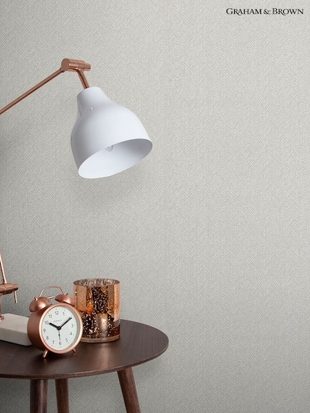 Graham & Brown Ecru Herringbone Texture A4 Wallpaper Sample (AY2624) | £1