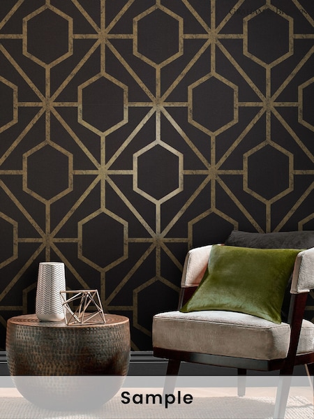 Graham & Brown Black or Gold Rinku A4 Wallpaper Sample (AY2634) | £1