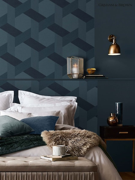 Graham & Brown Navy Fractal A4 Wallpaper Sample (AY2646) | £1