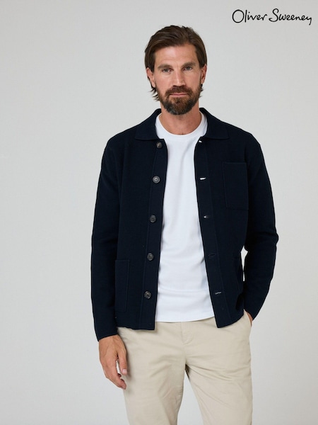 Oliver Sweeney Blue Combed 100% Cotton Overshirt (AY2653) | £199