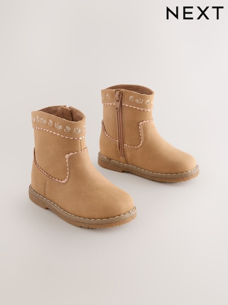 Tan Brown Standard Fit (F) Western Ankle Boots (AY2832) | £27 - £31