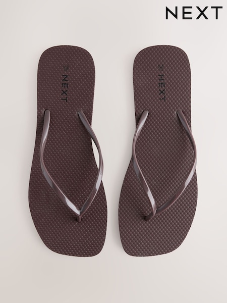 Chocolate Brown Square Toe Flip Flops (AY2847) | £14