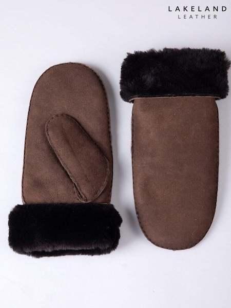 Lakeland Leather Light Brown Ladies Classic Winter Sheepskin Mittens (AY2960) | £50
