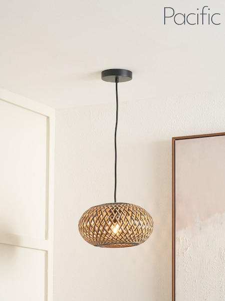 Pacific Lifestyle Black Rattan Pendant Ceiling Light (AY2980) | £50