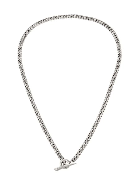 AllSaints Silver Tone Mens Curb Chain Collar Necklace (AY3200) | £49
