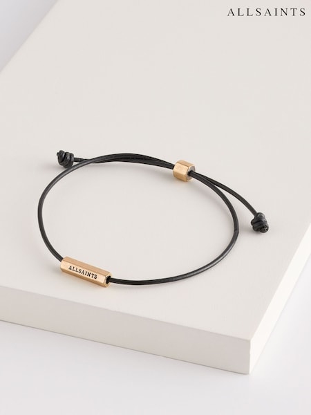 AllSaints Black Hexagon Bar Friendship Bracelet (AY3201) | £25