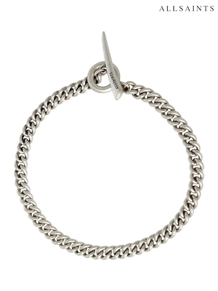 AllSaints Silver Tone Mens Curb Chain Bracelet (AY3202) | £45