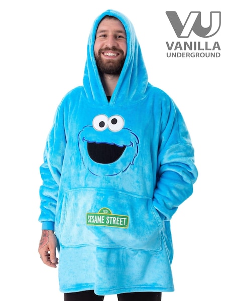 Vanilla Underground Blue Unisex Sesame Street Cookie Monster Adult Blanket Hoodie (AY3274) | £44