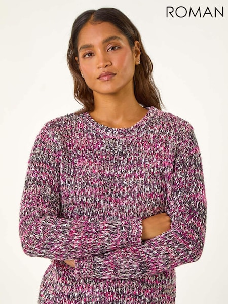 Roman Pink Crew Neck Tape Yarn Knit Jumper (AY3325) | £40
