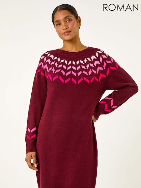 Roman Red Chevron Printed Knit Dress (AY3328) | £45