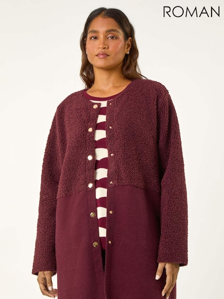 Roman Red Collarless Contrast Button Knit Jacket (AY3330) | £60