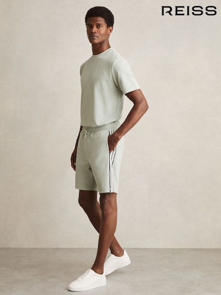 Reiss Sage Green Phoenix Textured Tape Drawstring Shorts (AY3379) | £78