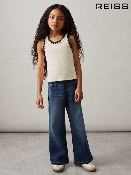 Reiss Ivory Vanessa Cotton Crochet-Trim Vest (AY3383) | £15