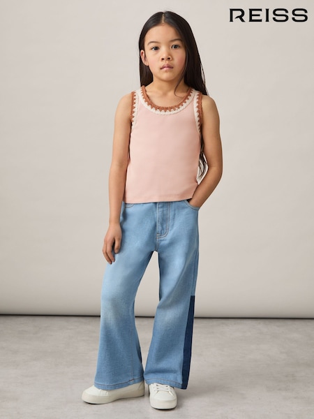 Reiss Pink Vanessa Cotton Crochet-Trim Vest (AY3387) | £15
