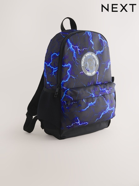 Blue/Black Lightning Print Backpack (AY3426) | £22