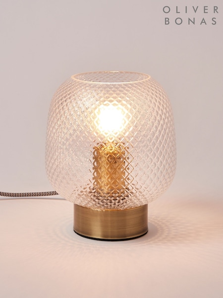 Oliver Bonas Clear Luce Gold and Glass Desk and Table Lantern (AY3446) | £70