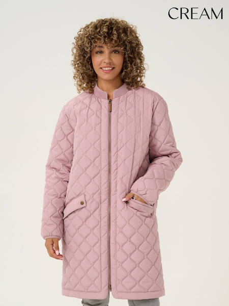 Cream Pink Arwen Zip Padded Quilted Jacket (AY3546) | £90
