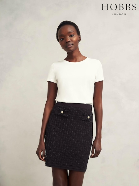 Hobbs Black Sairey Knitted Skirt (AY3647) | £99